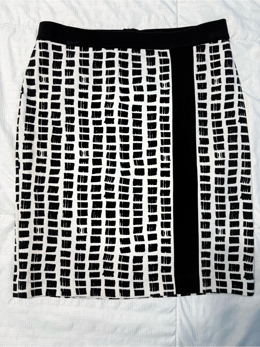 Ann Taylor Black and White Grid Pencil Skirt